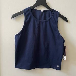 Ellie long line/ crop style sports bra, blue, size XL